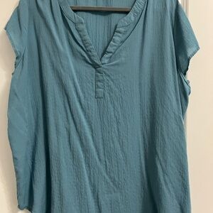 Jane and Delancey Blue V-Neck Blouse